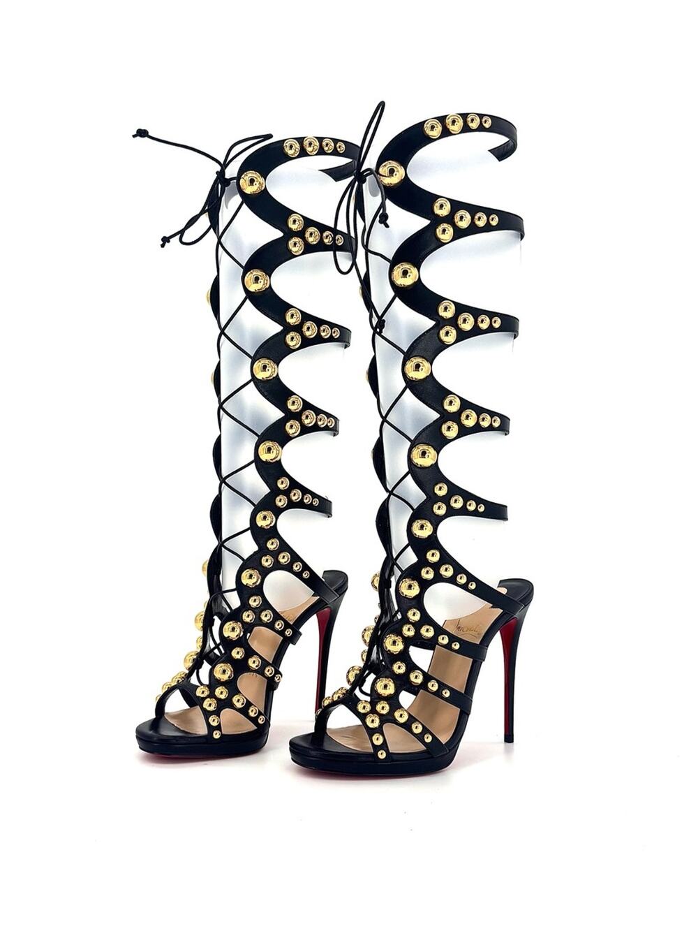 Christian Louboutin Amazoutiful 120 Kid Gladiator Knee High Sandals 36.5